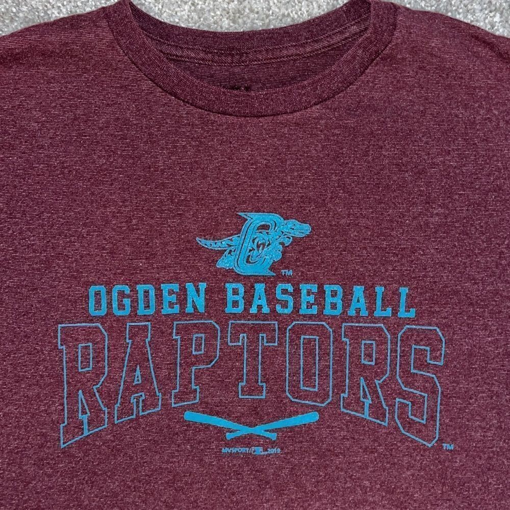 Ogden Utah MILB Raptors Baseball Maroon Red Jersey minor league T shirt L